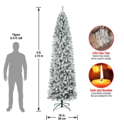 New National Tree Company 9 ft. Acacia Flocked Slim Tree
