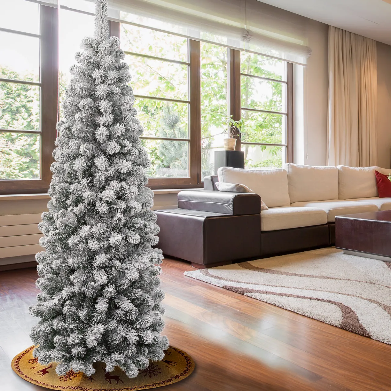 New National Tree Company 6 ft. Acacia Pencil Slim Flocked Tree