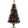National Tree Company 4 ft. Black Entrance Tree with String of Orange Lights