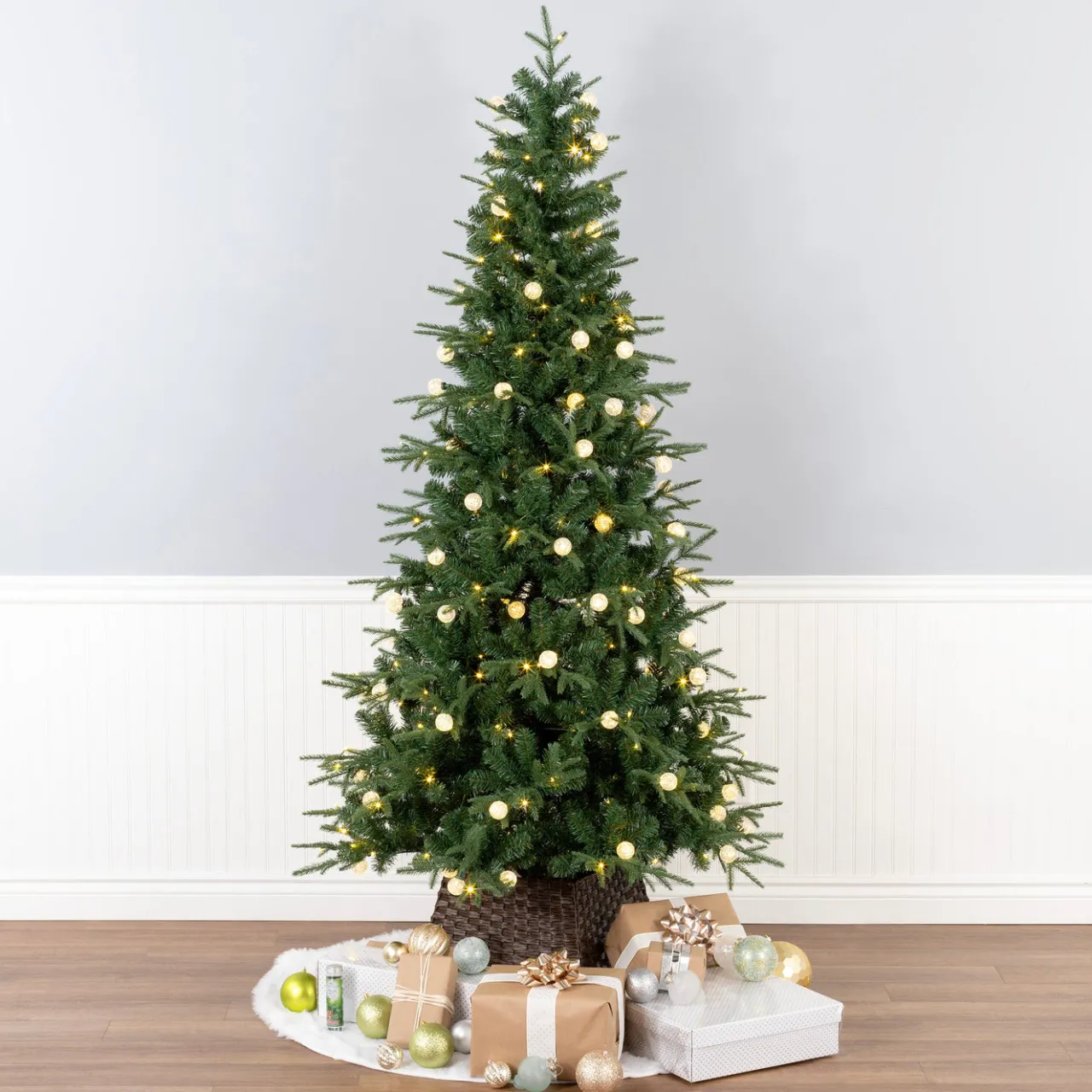Online National Tree Company 6 ft. Duxbury Slim Tree with Dual Color LED Lights