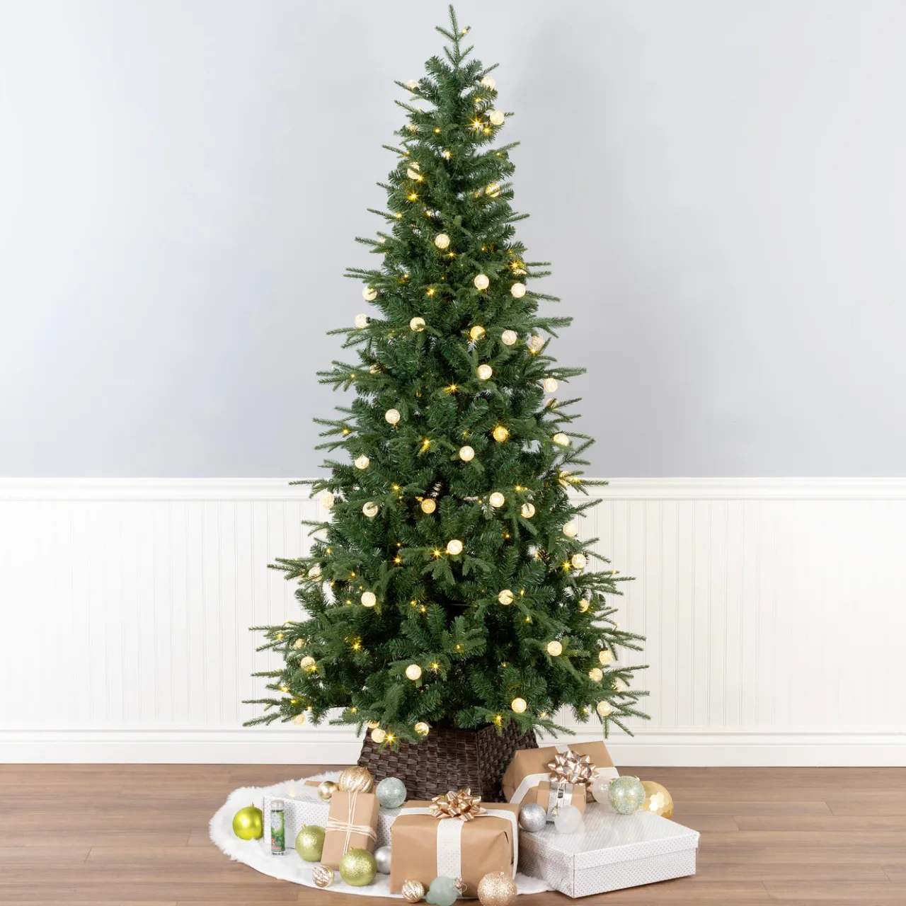 Online National Tree Company 6 ft. Duxbury Slim Tree with Dual Color LED Lights