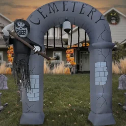 Best National Tree Company 12 ft. Halloween Ghost Arch Inflatable Decoration with LED Lights