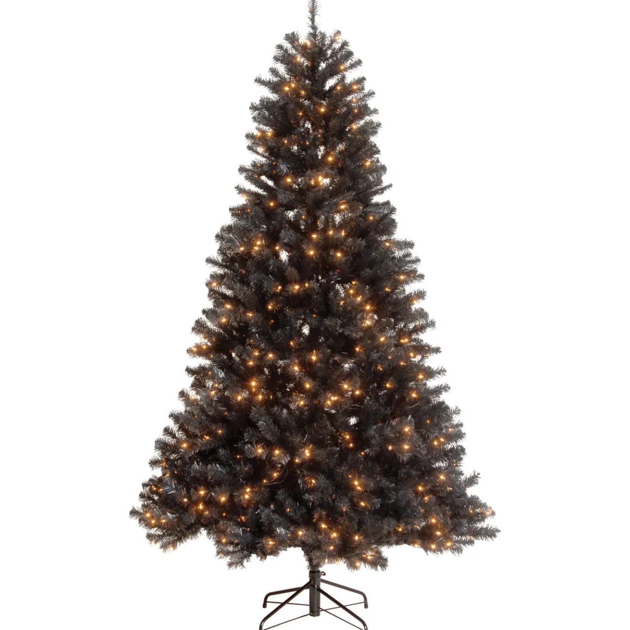 National Tree Company 7.5 ft. Halloween Pre-Lit North Valley Spruce Full Black Tree with White Lights