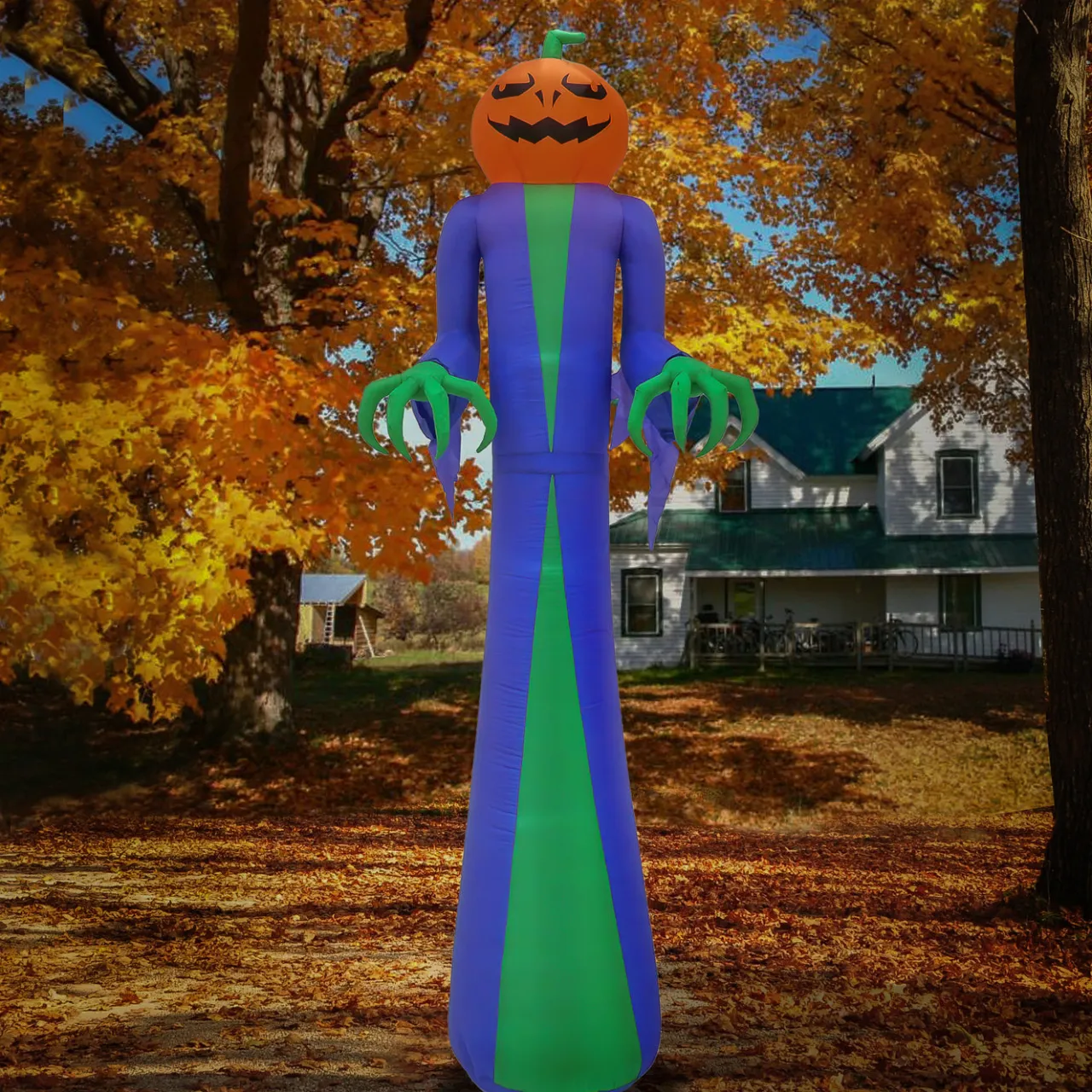 Clearance National Tree Company 12 ft. Halloween Pumpkin Ghost Inflatable Decoration with LED lights