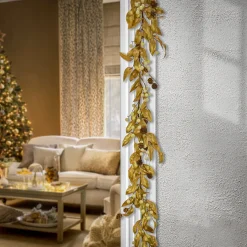 Best National Tree Company 9 ft. HGTV Home Collection Metallic Gold Laurel Garland