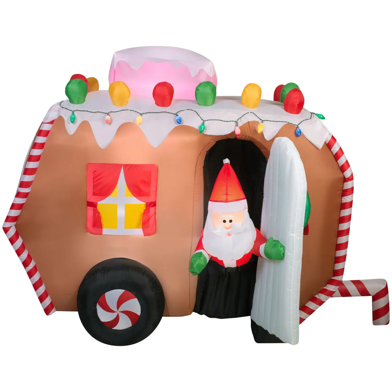 Hot National Tree Company 7.5 ft. Inflatable Gingerbread Trailer with Santa with LED Lights