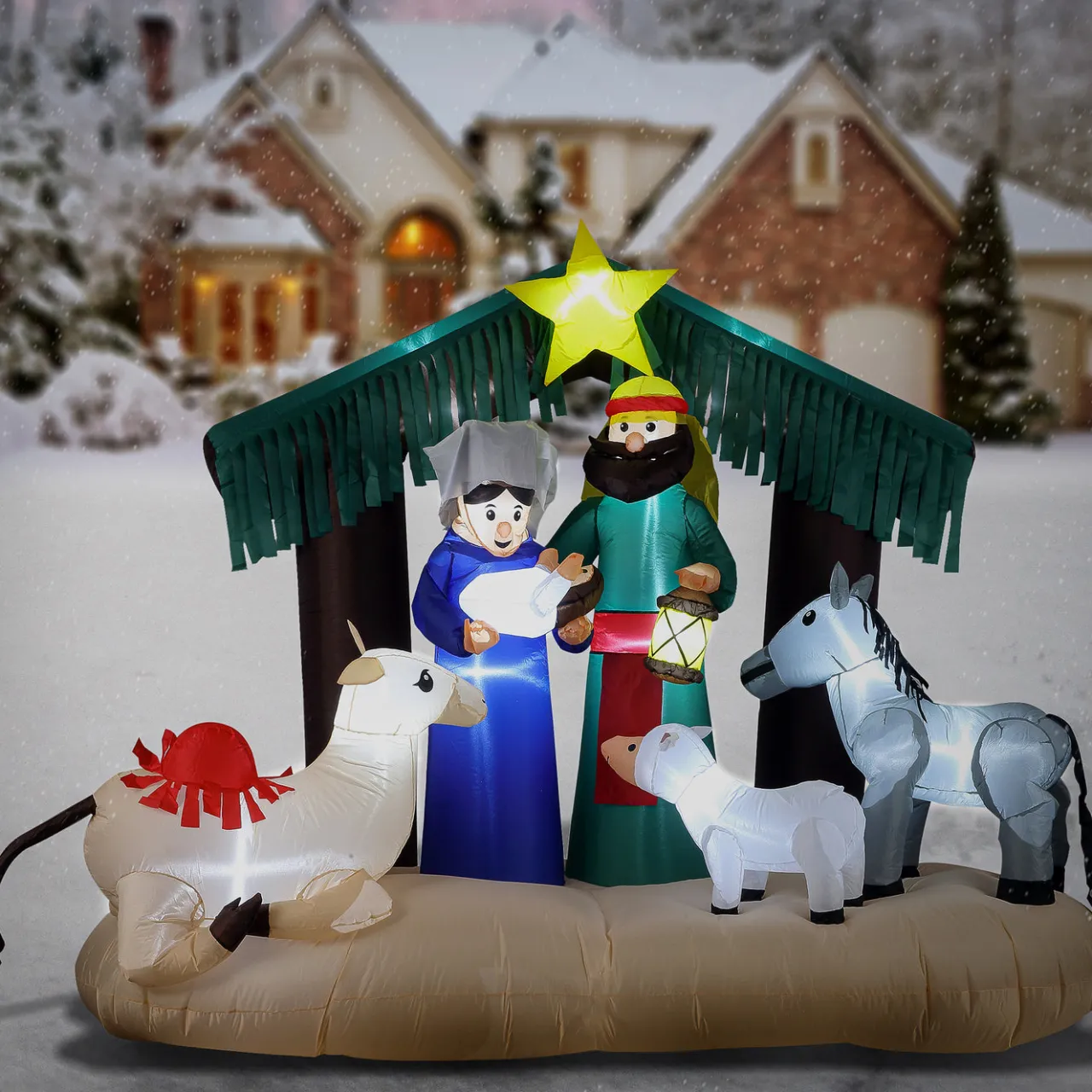 Best National Tree Company 6.5 ft Inflatable Nativity Scene with LED Lights