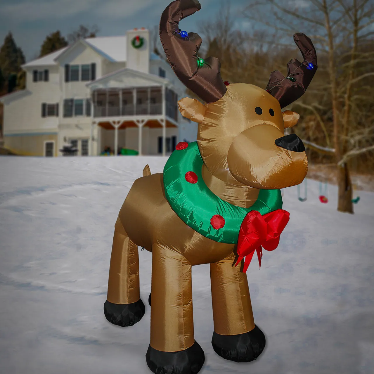 Online National Tree Company 8 ft. Inflatable Reindeer with LED Lights