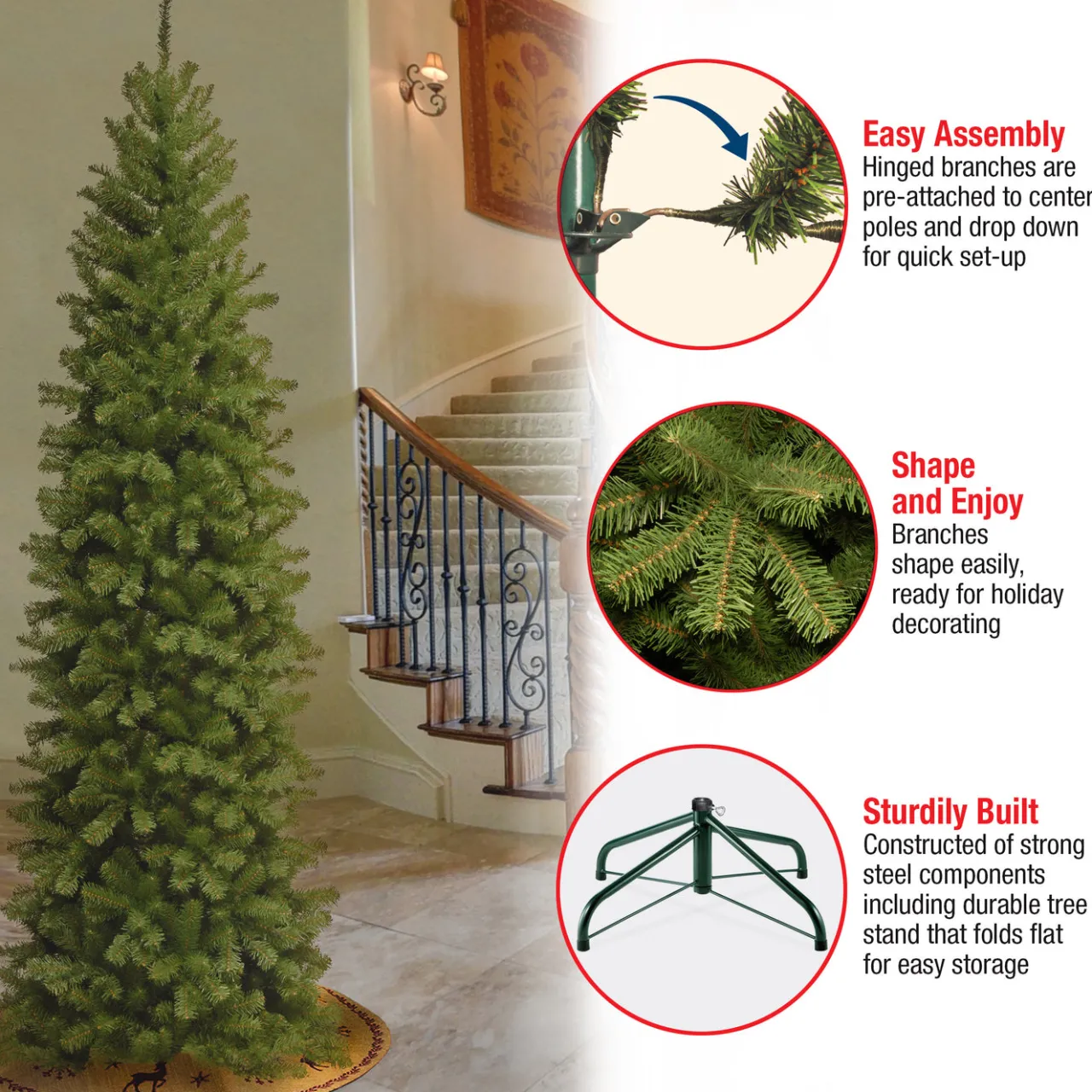 Clearance National Tree Company 9 ft. North Valley Spruce Pencil Slim Tree