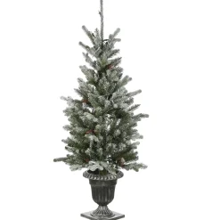 New National Tree Company 4 ft. Pre-Lit Snowy Morgan Spruce Tree with Clear Lights