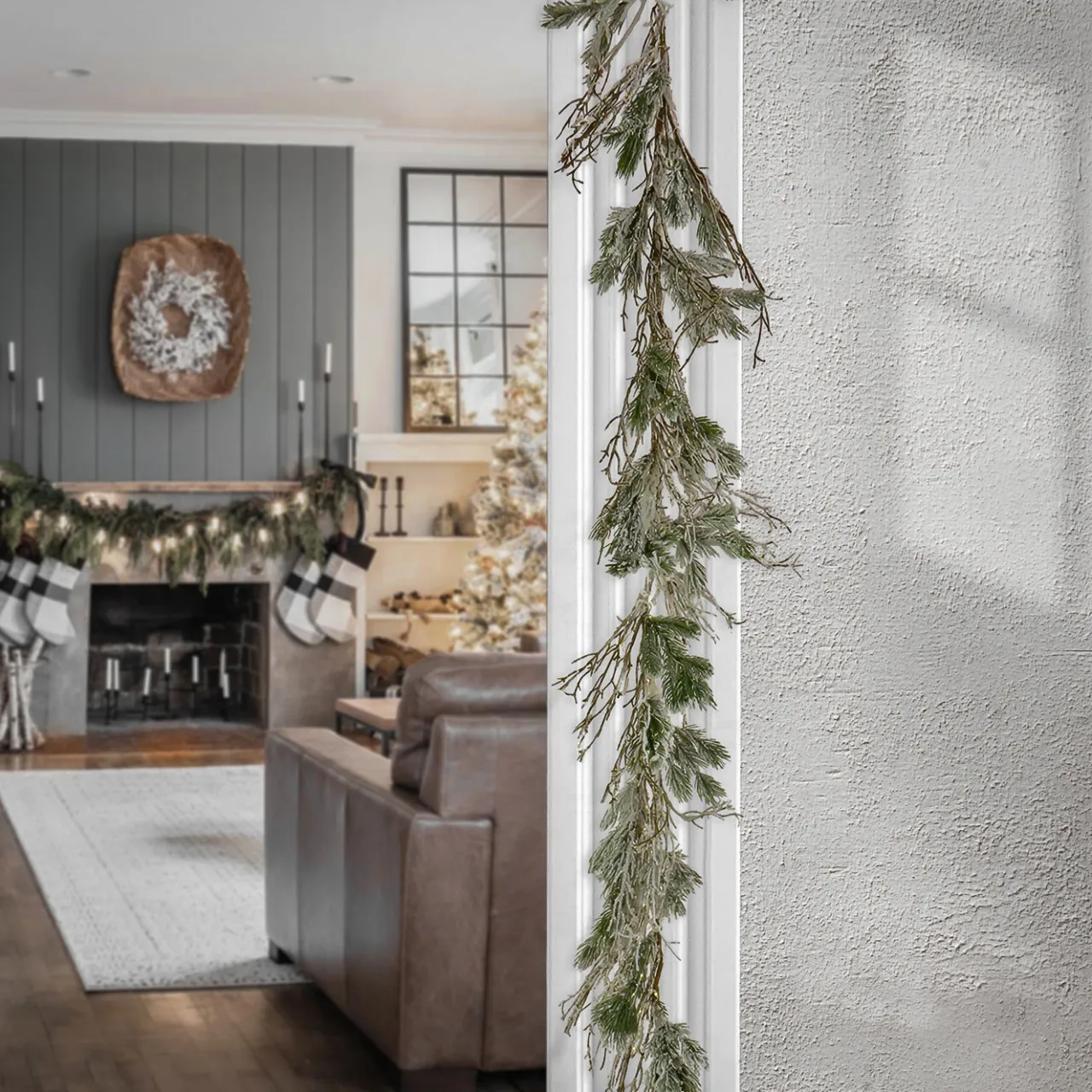 Online National Tree Company 9 ft. Pre-Lit Snowy Twig Garland with Warm White LED Rice Lights