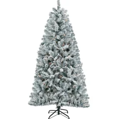 Discount National Tree Company 6 ft. Pre-Lit Acacia Flocked Tree with Clear Lights