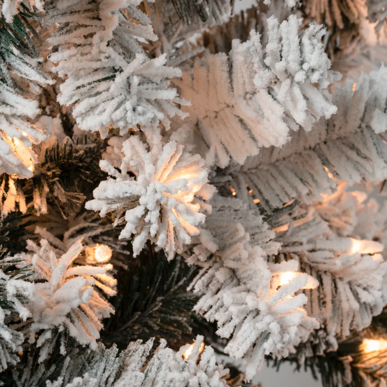 Online National Tree Company 6 ft. Pre-Lit Acacia Medium Flocked Tree with Clear Lights