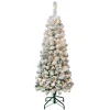 Hot National Tree Company 4.5 ft. Pre-Lit Acacia Pencil Slim Flocked Tree with Clear Lights
