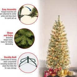 National Tree Company 4.5 ft. Pre-Lit Arcadia Pine Cashmere Slim Tree with Clear Lights