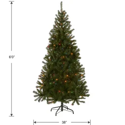 Hot National Tree Company 6 ft. Pre-Lit Aspen Spruce Slim Tree with Multicolor Lights