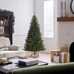 Hot National Tree Company 6 ft. Pre-Lit Aspen Spruce Slim Tree with Multicolor Lights