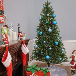 Clearance National Tree Company 7 ft. Pre-Lit Aspen Spruce Slim Tree with Multicolor Lights