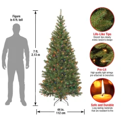 Clearance National Tree Company 7 ft. Pre-Lit Aspen Spruce Slim Tree with Multicolor Lights