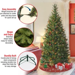 Clearance National Tree Company 7 ft. Pre-Lit Aspen Spruce Slim Tree with Multicolor Lights