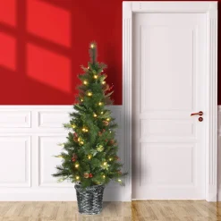 Hot National Tree Company 5 ft. Pre-Lit Buzzard Pine Slim Tree with LED Lights