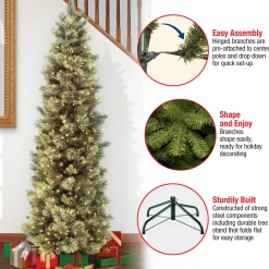 National Tree Company 7.5 ft. Pre-Lit Carolina Pine Slim Tree with Clear Lights