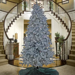 Clearance National Tree Company 9 ft. Pre-Lit Christmas Matt Silver Silver Metallic Tree