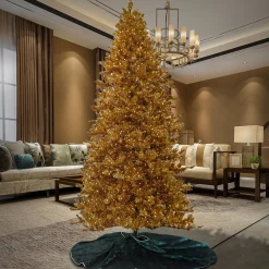 Online National Tree Company 9 ft. Pre-Lit Christmas True Gold Metallic Tree