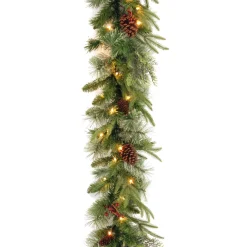 Clearance National Tree Company 9 ft. Pre-Lit Colonial Fir Garland with Dual Color LED Lights