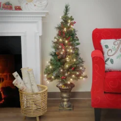 Discount National Tree Company 4 ft. Pre-Lit Crestwood Spruce Tree with Warm White LED Lights