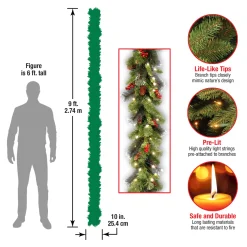 Online National Tree Company 9 ft. Pre-Lit Crestwood Spruce Garland with LED Lights