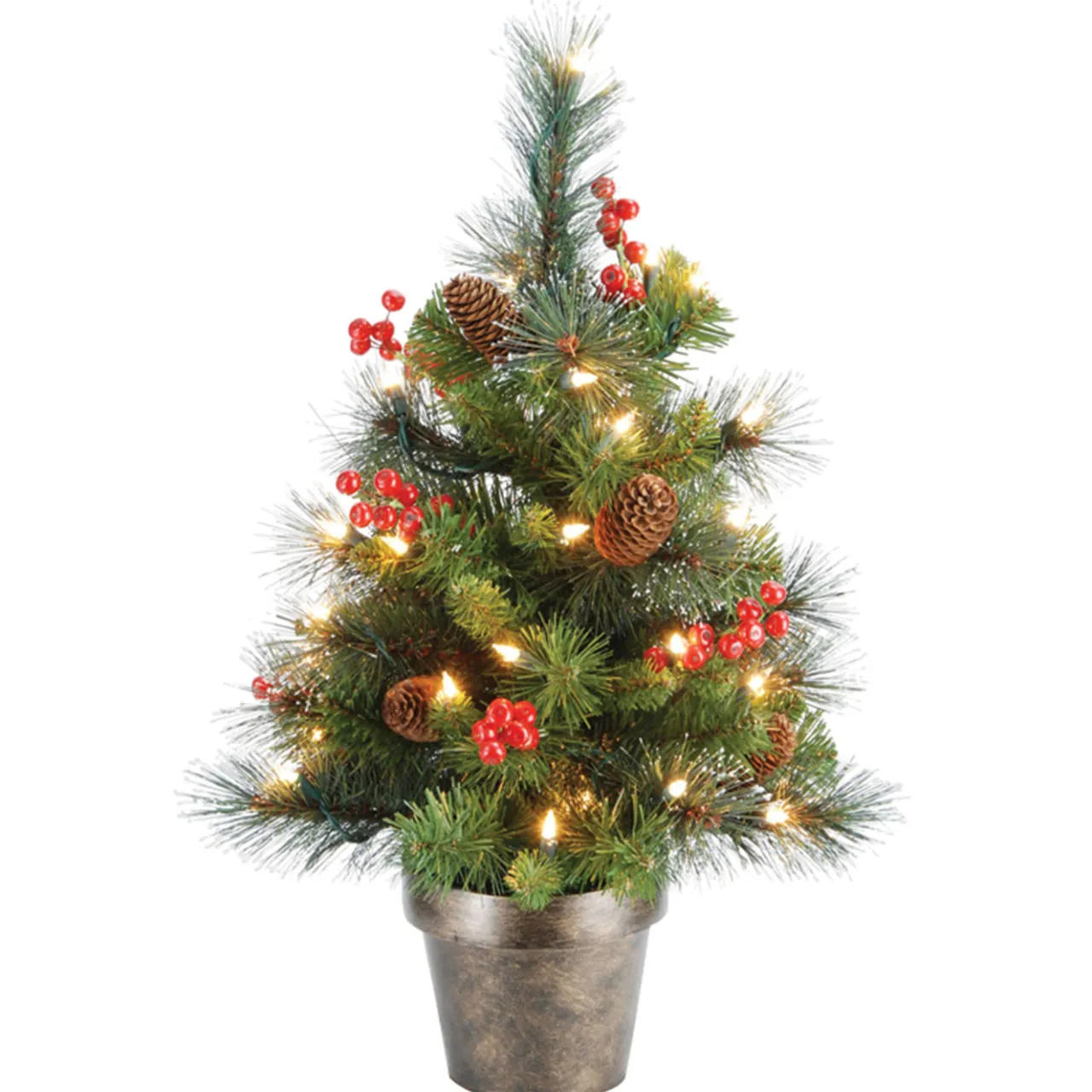 Hot National Tree Company 2 ft. Pre-Lit Crestwood Spruce Tree with Clear Lights