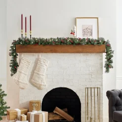 Clearance National Tree Company 9 ft. Pre-Lit Crestwood Spruce Garland with Clear Lights