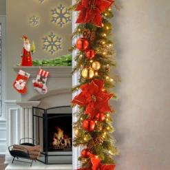 Online National Tree Company 9 ft. Pre-Lit Decorative Collection Holiday Garland with Clear Lights