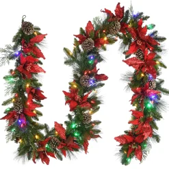 Outlet National Tree Company 9 ft. Pre-Lit Decorative Collection Garland with Clear Lights
