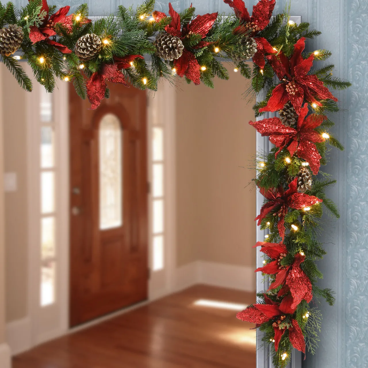 Outlet National Tree Company 9 ft. Pre-Lit Decorative Collection Garland with Clear Lights