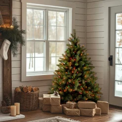 Sale National Tree Company 4.5 ft. Pre-Lit Downswept Douglas Fir Tree with Multicolor Lights