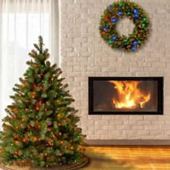 Sale National Tree Company 4.5 ft. Pre-Lit Downswept Douglas Fir Tree with Multicolor Lights