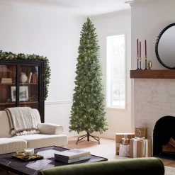 Hot National Tree Company 9 ft. Pre-Lit Downswept Douglas Fir Pencil Slim Tree with Clear Lights