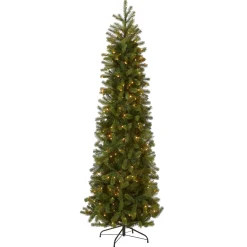 Hot National Tree Company 9 ft. Pre-Lit Downswept Douglas Fir Pencil Slim Tree with Clear Lights
