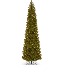 Sale National Tree Company 12 ft. Pre-Lit Downswept Douglas Fir Pencil Slim Tree with Dual Color LED Lights