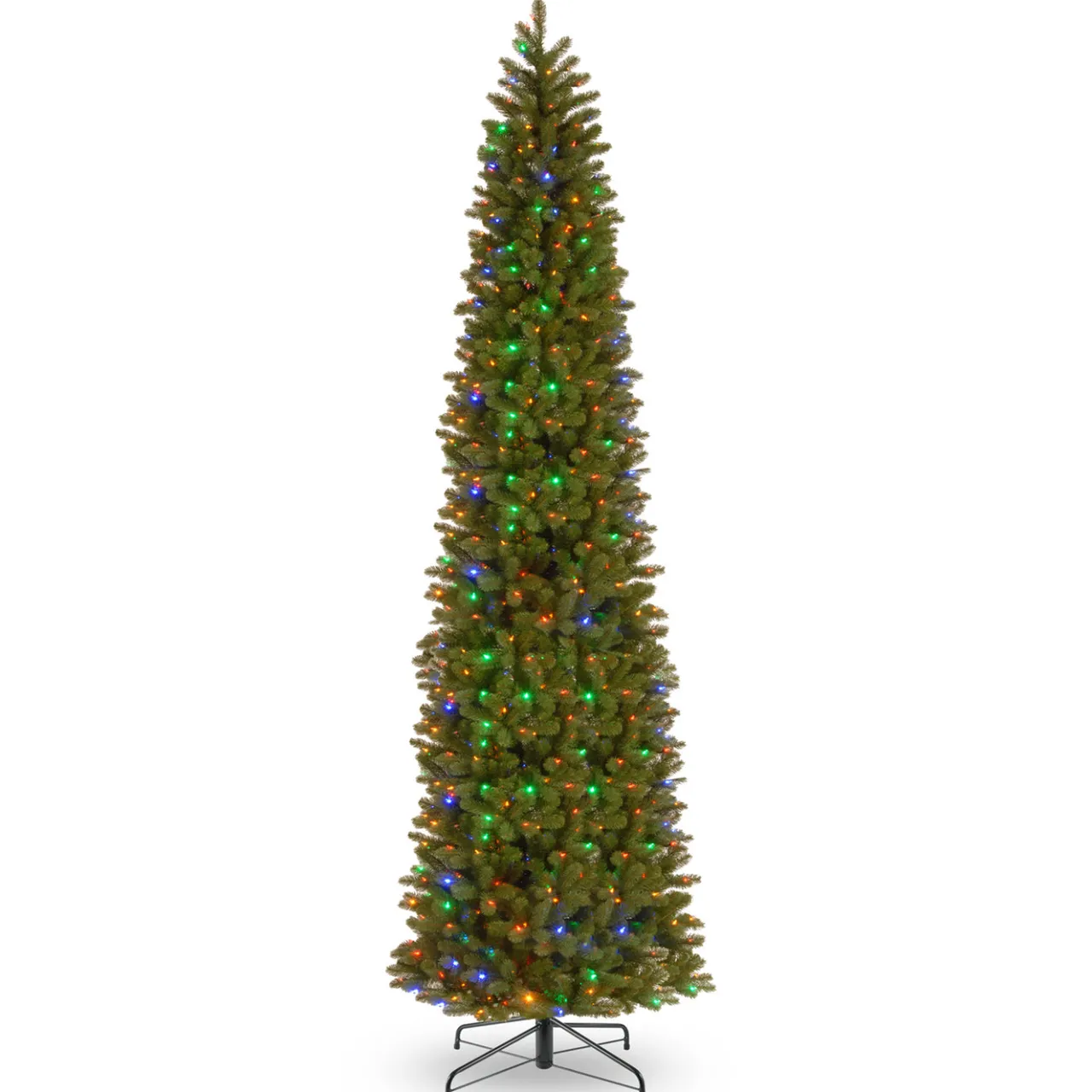 Sale National Tree Company 12 ft. Pre-Lit Downswept Douglas Fir Pencil Slim Tree with Dual Color LED Lights