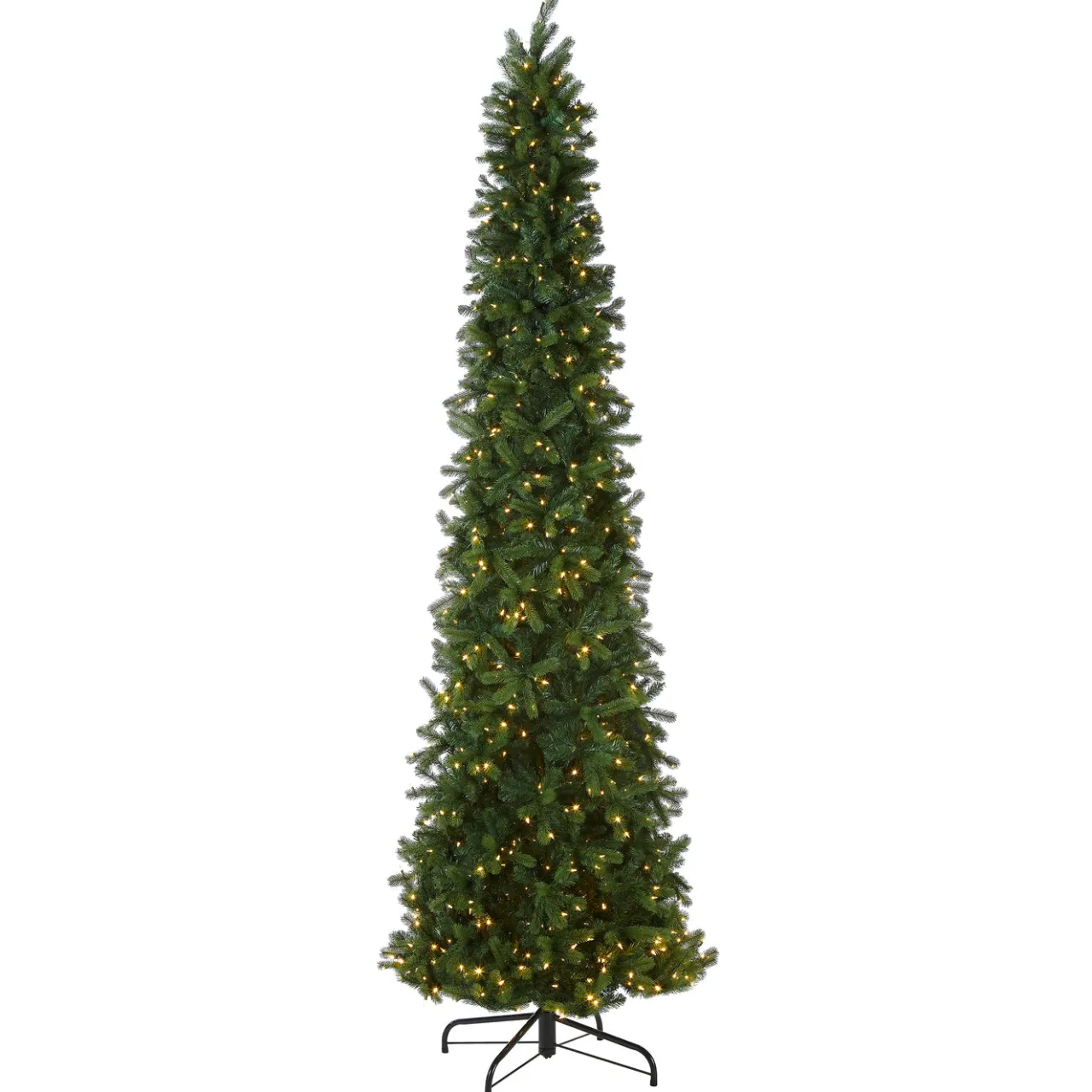Sale National Tree Company 12 ft. Pre-Lit Downswept Douglas Fir Pencil Slim Tree with Dual Color LED Lights