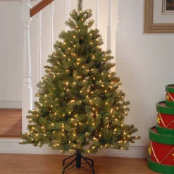 Best National Tree Company 4.5 ft. Pre-Lit Downswept Douglas Fir Tree with Clear Lights
