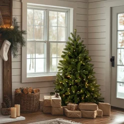 Hot National Tree Company 4.5 ft. Pre-Lit Downswept Douglas Fir Tree with Dual Color LED Lights
