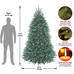 New National Tree Company 7.5 ft. Pre-Lit Dunhill Fir Blue Tree with Clear Lights