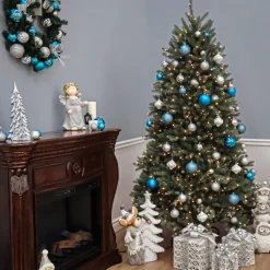 New National Tree Company 7.5 ft. Pre-Lit Dunhill Fir Blue Tree with Clear Lights