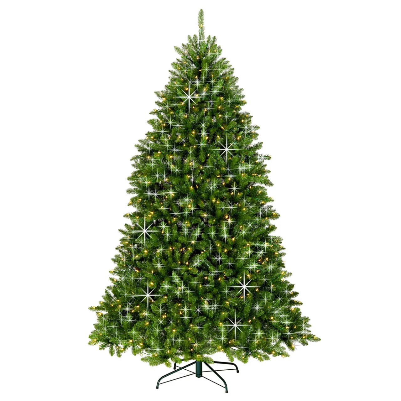 Hot National Tree Company 7.5 ft. Pre-Lit Dunhill Fir Shimmer Tree Silver Tinsel with Dual Color LED Lights