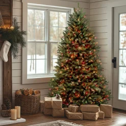 Online National Tree Company 7 ft. Pre-Lit Dunhill Fir Tree with Multicolor Lights