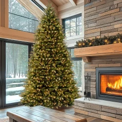 Clearance National Tree Company 12 ft. Pre-Lit Dunhill Fir Tree with PowerConnect Dual Color LED Lights